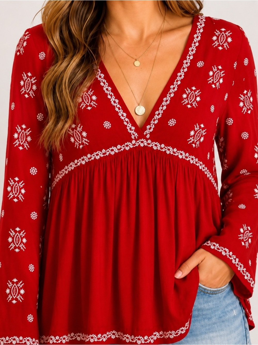 Fate Embroidered Boho Peasant Blouse